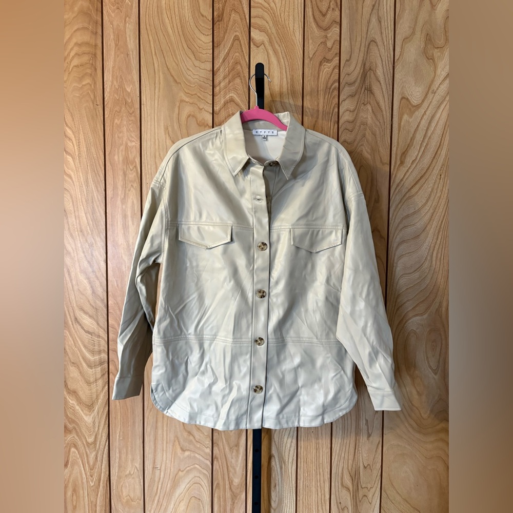 Faux Leather Shirt Jacket